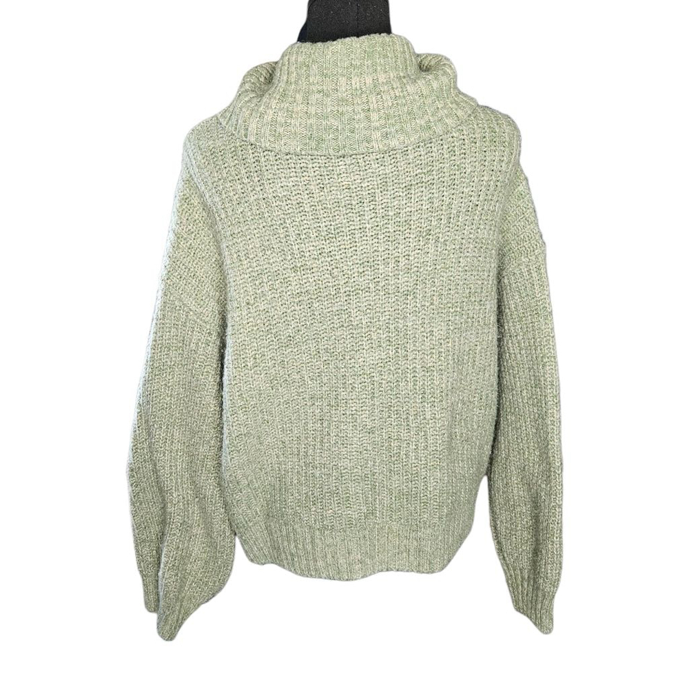Old Navy Large Green Melange Cozy Shaker-Stitch Pullover Turtleneck Sweater - Picture 3 of 7